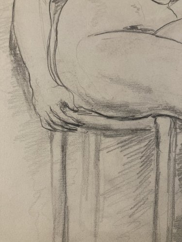 Dessin Ancien Crayon Papier Femme étude classique 1950 A Identifier