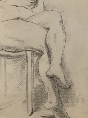 Dessin Ancien Crayon Papier Femme étude classique 1950 A Identifier