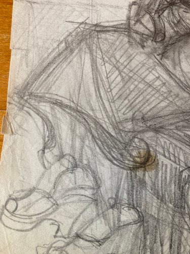 Dessin ancien cubiste Art Mine De Plomb Crayon elisabeth ronget cubisme 1950