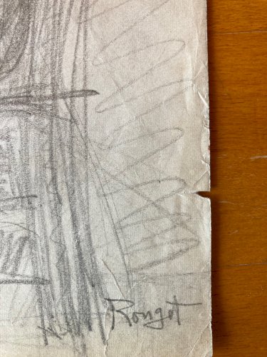 Dessin ancien cubiste Art Mine De Plomb Crayon elisabeth ronget cubisme 1950