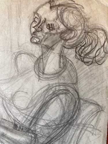 Dessin ancien cubiste Art Mine De Plomb Crayon elisabeth ronget cubisme 1950