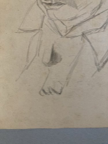 Dessin ancien cubiste Mine De Plomb Crayon cubisme 1950 A Identifier Portrait