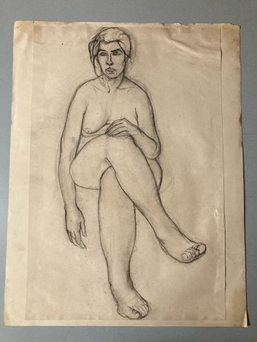 Dessin Ancien étude Crayon Papier Femme Erotique 1950 a identifier