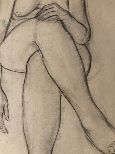 Dessin Ancien étude Crayon Papier Femme Erotique 1950 a identifier