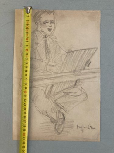 Dessin Ancien Fusain XXe Cours Homme Jean Dreyfus Stern 1930 Art Atelier