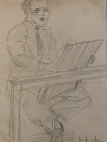 Dessin Ancien Fusain XXe Cours Homme Jean Dreyfus Stern 1930 Art Atelier