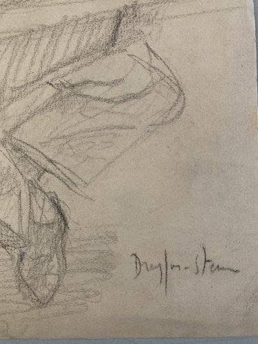 Dessin Ancien Fusain XXe Cours Homme Jean Dreyfus Stern 1930 Art Atelier