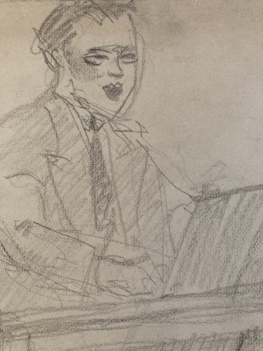 Dessin Ancien Fusain XXe Cours Homme Jean Dreyfus Stern 1930 Art Atelier