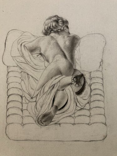 Dessin Ancien Lit Xixe Crayon Femme étude classique A Identifier Drawing 1850