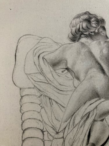 Dessin Ancien Lit Xixe Crayon Femme étude classique A Identifier Drawing 1850