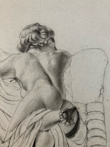 Dessin Ancien Lit Xixe Crayon Femme étude classique A Identifier Drawing 1850
