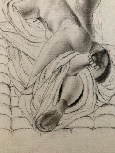 Dessin Ancien Lit Xixe Crayon Femme étude classique A Identifier Drawing 1850