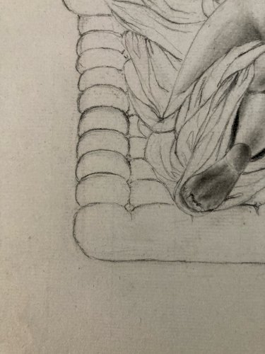 Dessin Ancien Lit Xixe Crayon Femme étude classique A Identifier Drawing 1850