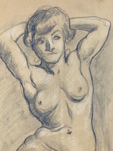 Dessin Ancien Nu Crayon Papier Femme Nue Erotique 1950 a identifier