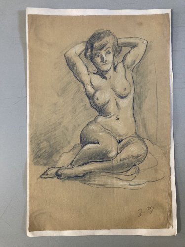 Dessin Ancien Nu Crayon Papier Femme Nue Erotique 1950 a identifier