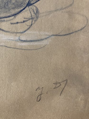 Dessin Ancien Nu Crayon Papier Femme Nue Erotique 1950 a identifier