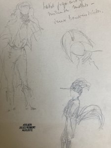 Dessin Ancien Original Crayon 1830 XIXe Jules Robert Auguste Étude Jeu De Cartes