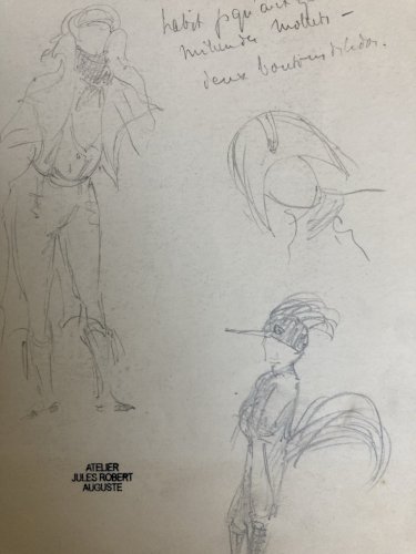 Dessin Ancien Original Crayon 1830 XIXe Jules Robert Auguste Étude Jeu De Cartes