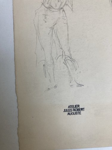 Dessin Ancien Original Crayon 1830 XIXe Jules Robert Auguste Étude Jeu De Cartes