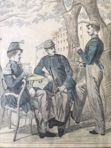 Dessin Ancien XIXe Aquarelle Militaires École Française Signé Daté Crayon Noir