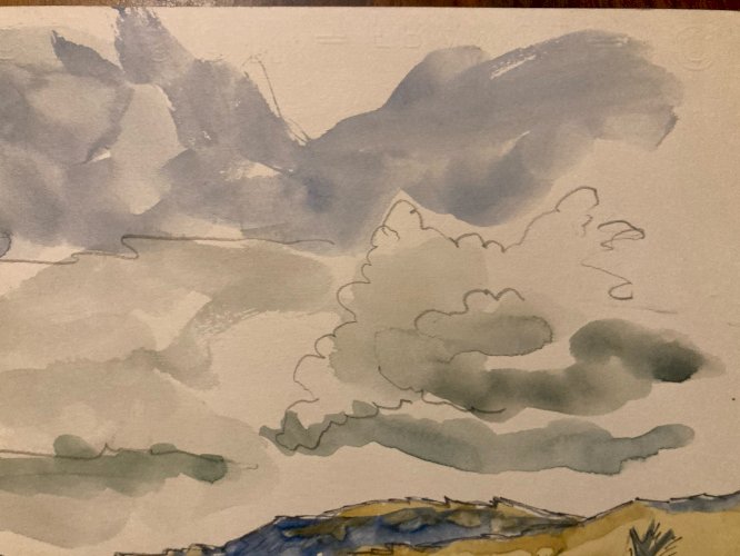 Dessin Aquarelle Paysage Peinture Leucade Grèce Village 1983 Nidri Art