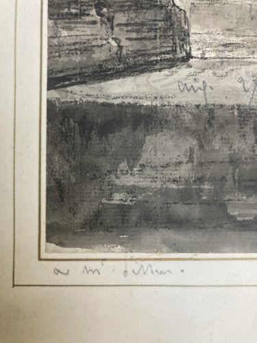 Dessin Aquarelle Peinture A Identifier Eglise Cathédrale Cloitre Art 1930