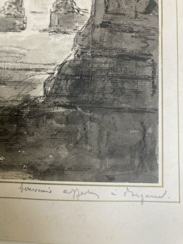 Dessin Aquarelle Peinture A Identifier Eglise Cathédrale Cloitre Art 1930