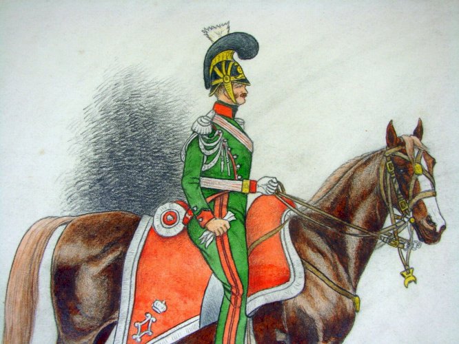 Dessin Aquarellé Support Papier Soldat Armée Napoléon I Signé Charles Bazin