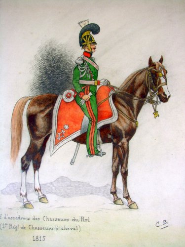 Dessin Aquarellé Support Papier Soldat Armée Napoléon I Signé Charles Bazin