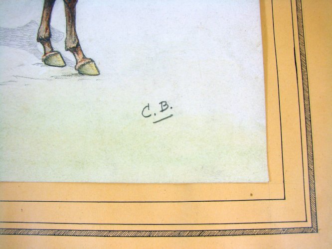 Dessin Aquarellé Support Papier Soldat Armée Napoléon I Signé Charles Bazin