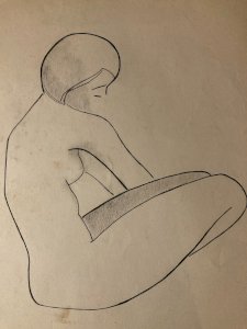 Dessin Art 1960 Sur Papier Femme Nue Nu Atelier Crayon Minimaliste Cubisme