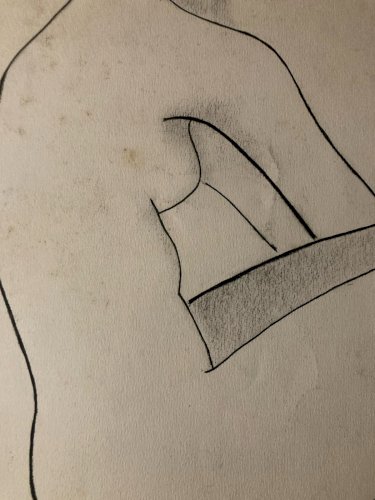 Dessin Art 1960 Sur Papier Femme Nue Nu Atelier Crayon Minimaliste Cubisme