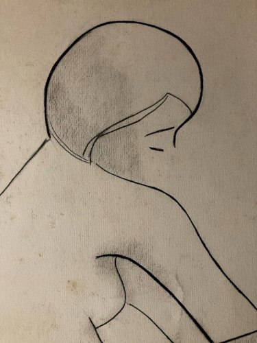 Dessin Art 1960 Sur Papier Femme Nue Nu Atelier Crayon Minimaliste Cubisme