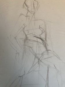 Drawing Art Pencil Woman Nude Naked Erotic Ancient Post-Cubism Paper 1970