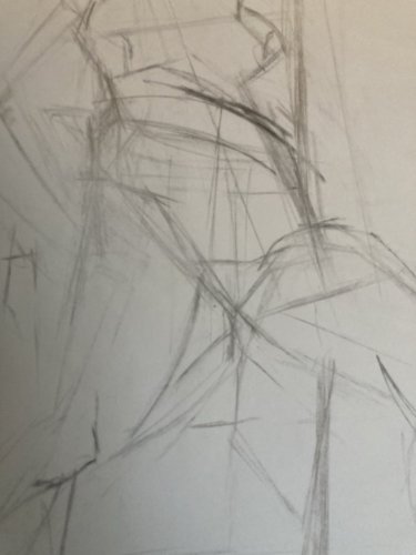 Dessin Art Crayon Femme Nu Nue Erotique Ancien Post Cubisme Papier 1970