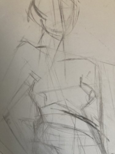 Dessin Art Crayon Femme Nu Nue Erotique Ancien Post Cubisme Papier 1970