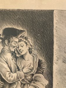 Drawing Art Curiosity Woman Man 1950 René GonTran RANSON Old XXth