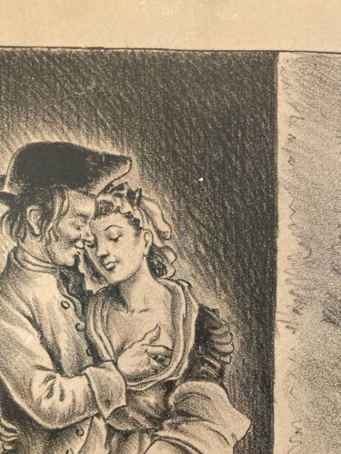 Dessin Art Curiosité Femme Homme 1950 René GonTran RANSON Drawing Ancien Old XXe