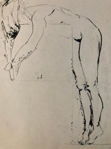 Dessin Art Encre 1980 Sur Papier Femme Nue Nu Atelier À Identifier Deco