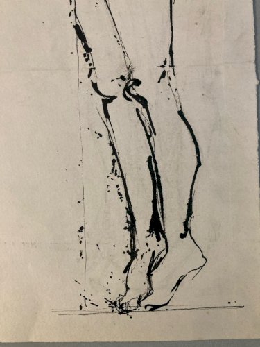 Dessin Art Encre 1980 Sur Papier Femme Nue Nu Atelier À Identifier Deco