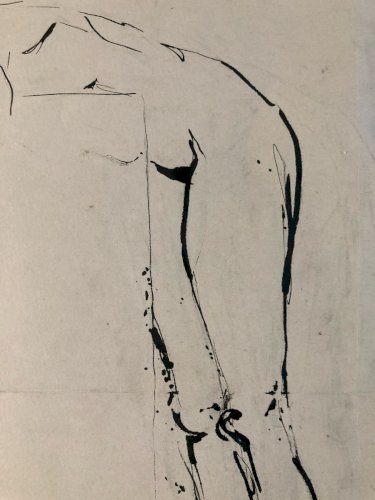Dessin Art Encre 1980 Sur Papier Femme Nue Nu Atelier À Identifier Deco