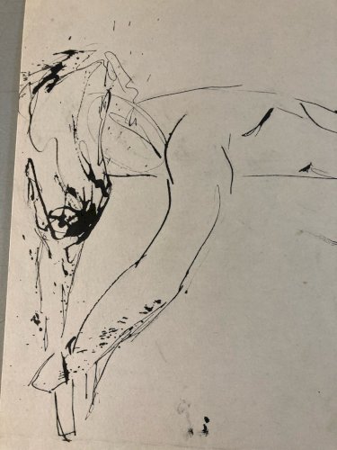 Dessin Art Encre 1980 Sur Papier Femme Nue Nu Atelier À Identifier Deco