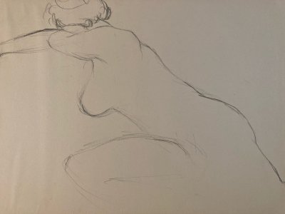 Dessin Art Fusain 1950 Sur Papier Femme Nue Nu Atelier À Identifier Crayon