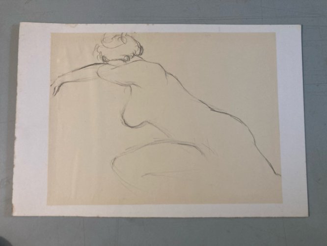Dessin Art Fusain 1950 Sur Papier Femme Nue Nu Atelier À Identifier Crayon