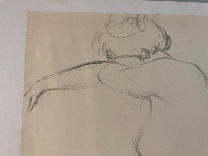 Dessin Art Fusain 1950 Sur Papier Femme Nue Nu Atelier À Identifier Crayon