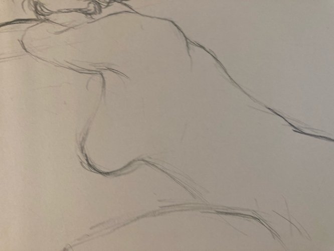 Dessin Art Fusain 1950 Sur Papier Femme Nue Nu Atelier À Identifier Crayon