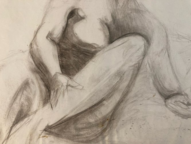 Dessin Assis Nu Crayon Femme Nue Erotique À Identifier Erotisme 1980
