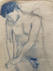 Dessin Atelier 1910 Alfred Leymarie Art Deco Nu Homme Crayon Papier Erotisme XXe