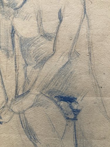 Dessin Atelier 1910 Alfred Leymarie Art Deco Nu Homme Crayon Papier Erotisme XXe