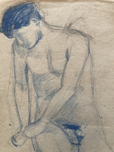 Dessin Atelier 1910 Alfred Leymarie Art Deco Nu Homme Crayon Papier Erotisme XXe